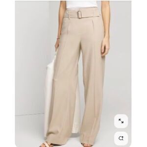 NWT White House Black Market Belted Wide Leg Linen Look Pants 12